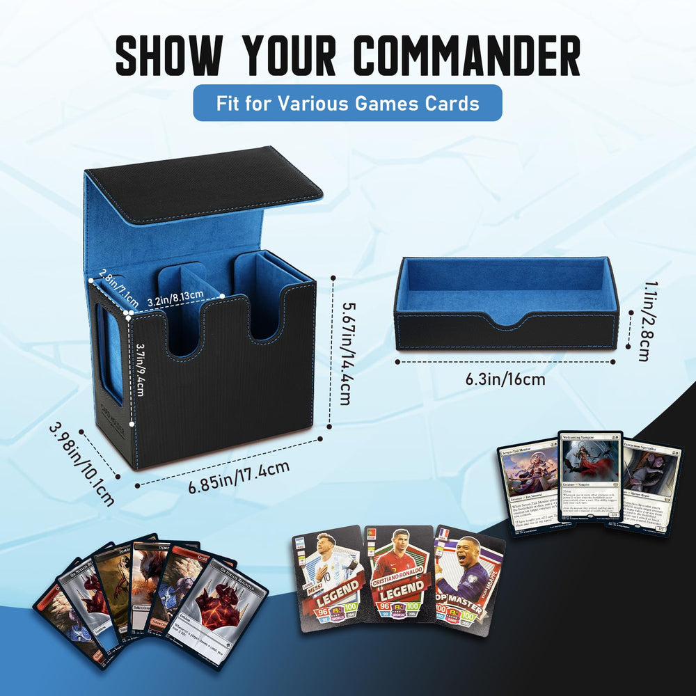 Timovo deck box with internal dice tray keeps dice organized during games.