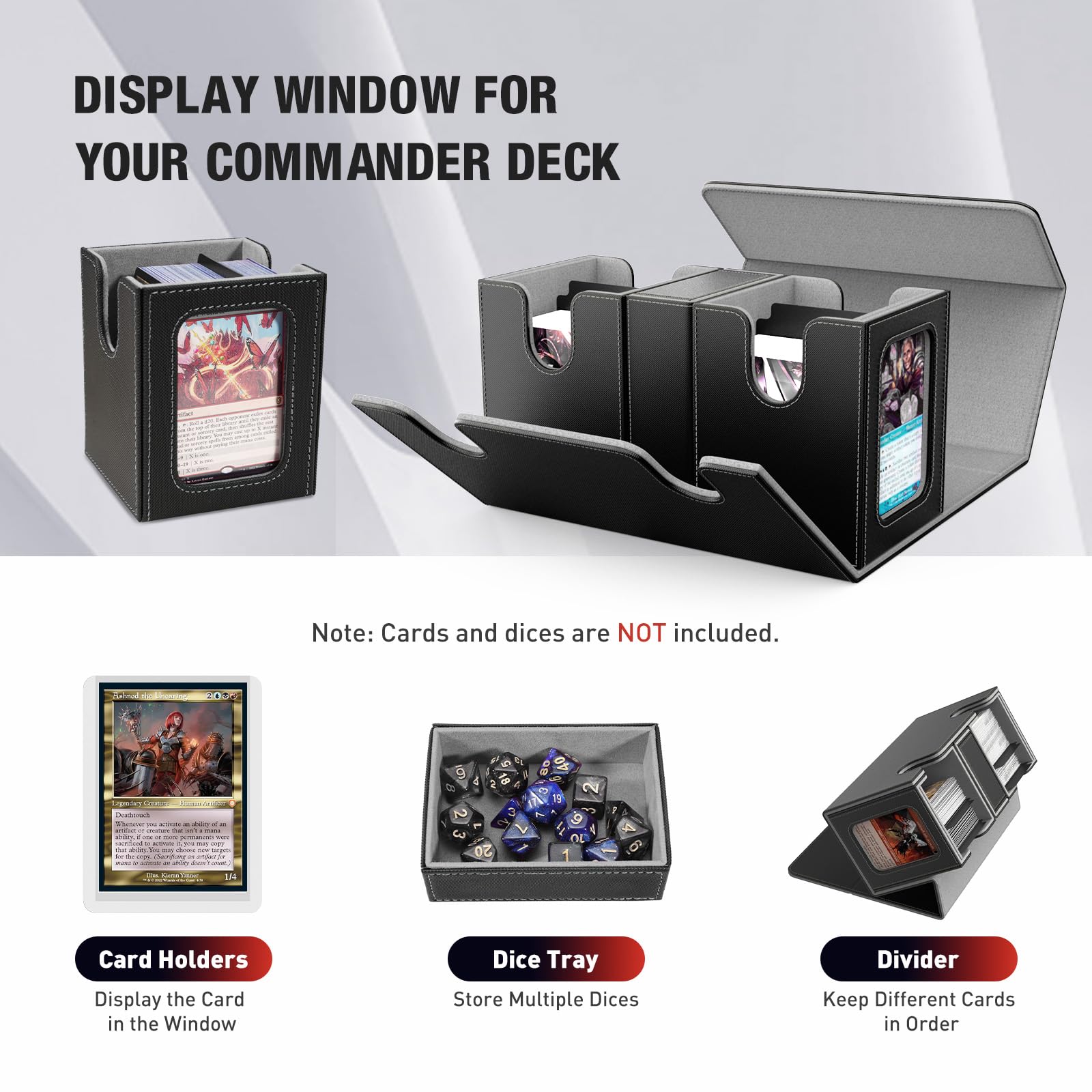 Magnetic closure on TiMOVO MTG deck box secures contents during transport