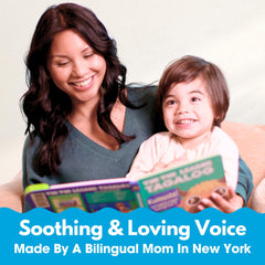 Child reading Tin Tin Learns Tagalog while holding the durable book