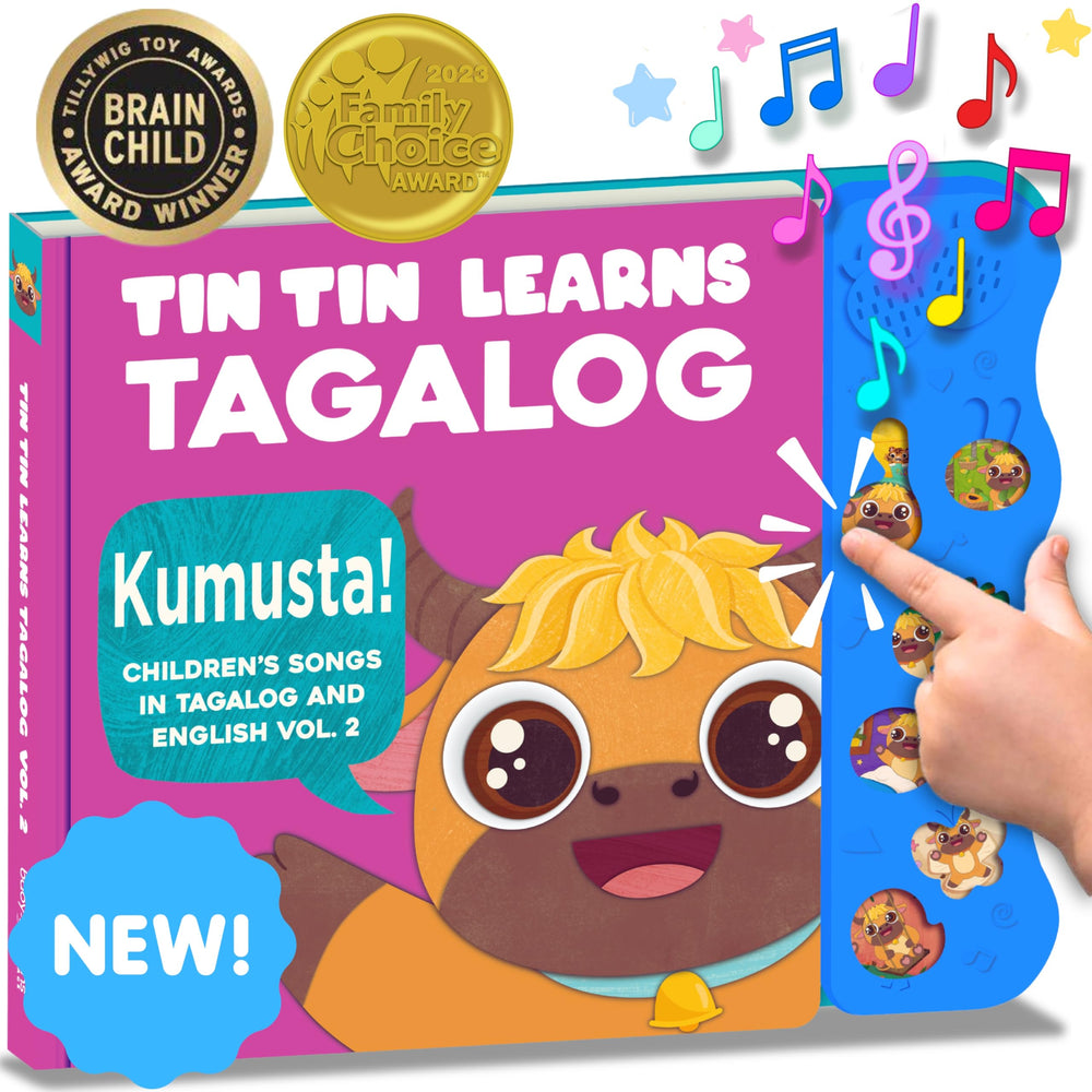 Tin Tin Learns Tagalog cover with bright colors to spark early learning.