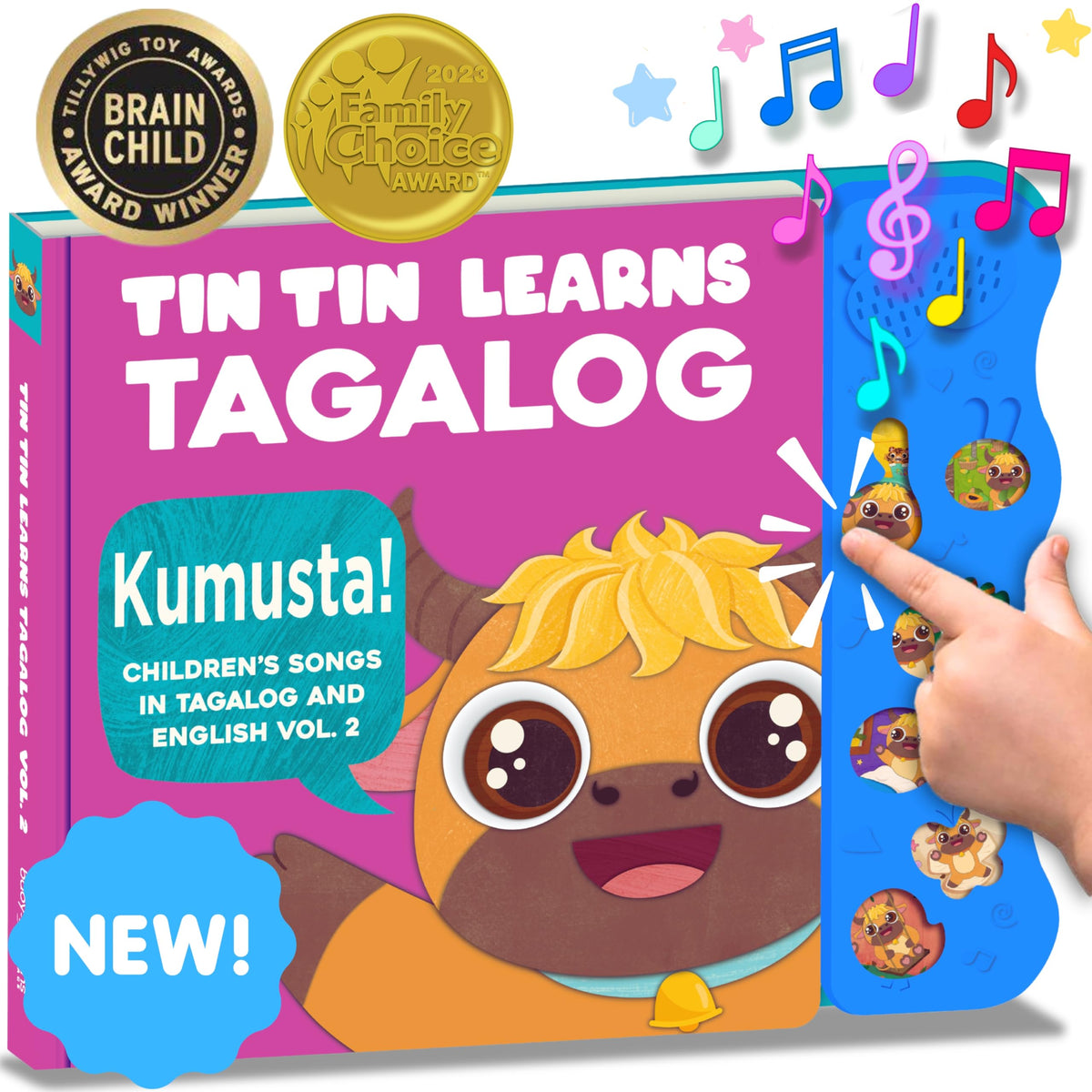 Tin Tin Learns Tagalog cover with bright colors to spark early learning.
