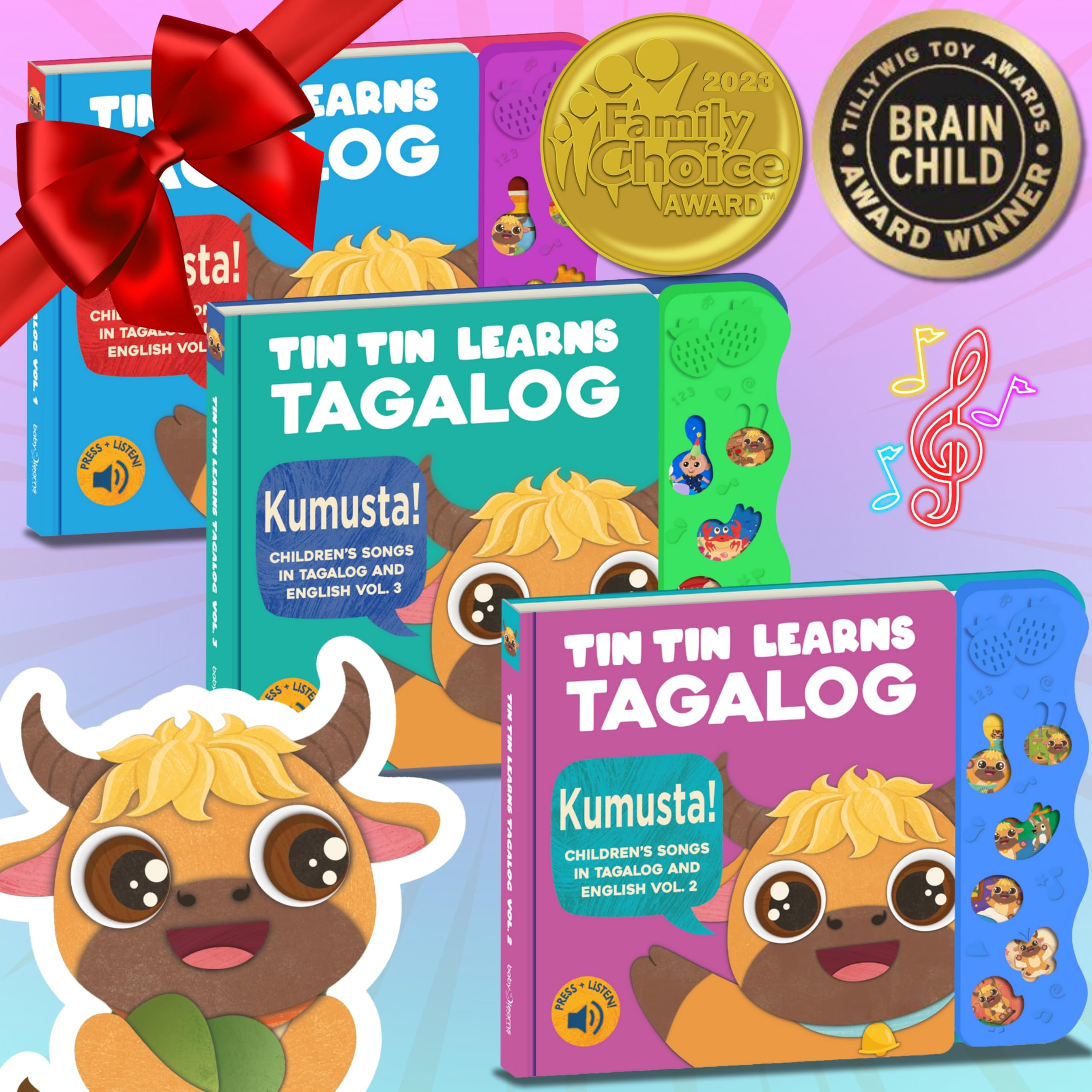 Non-tearing Tin Tin Learns Tagalog board pages endure daily use.