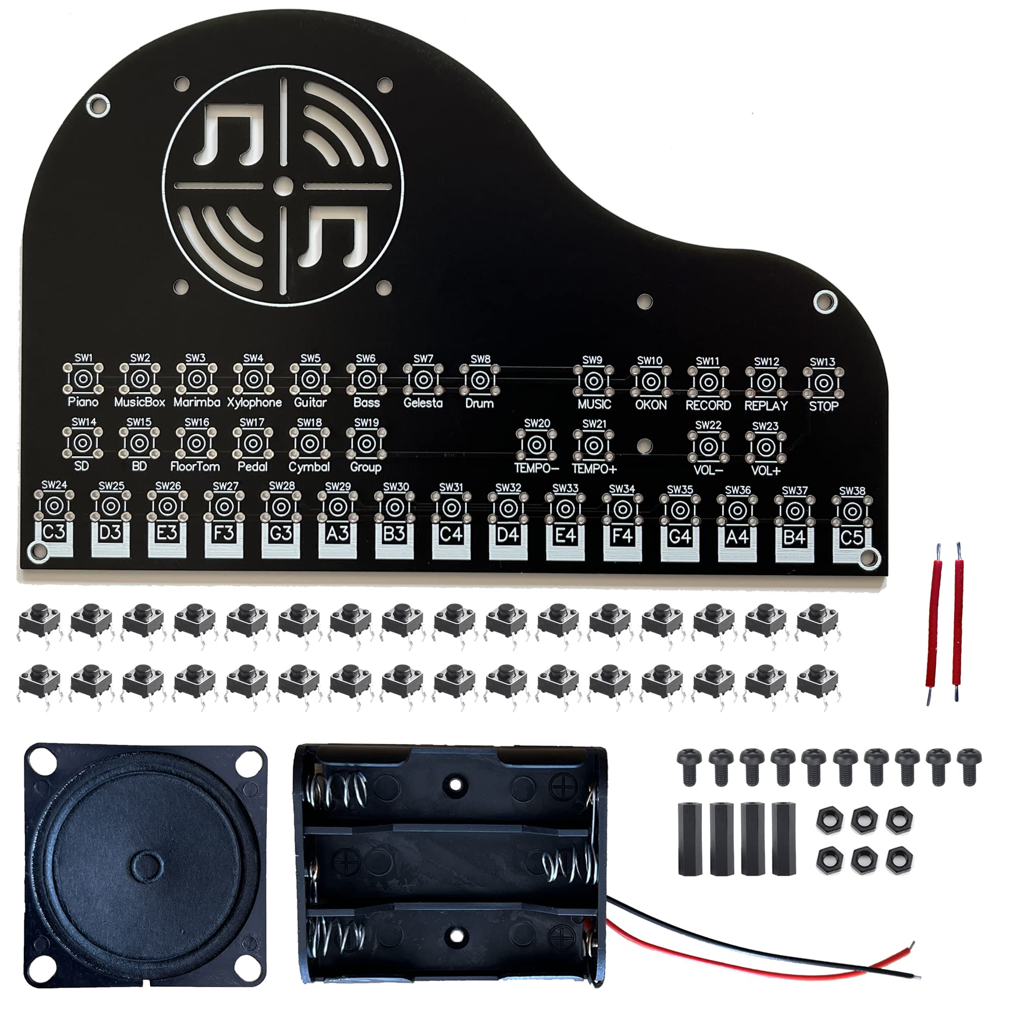 tingbowie Soldering Practice Kit highlighting percussion sounds for rhythm experiments.