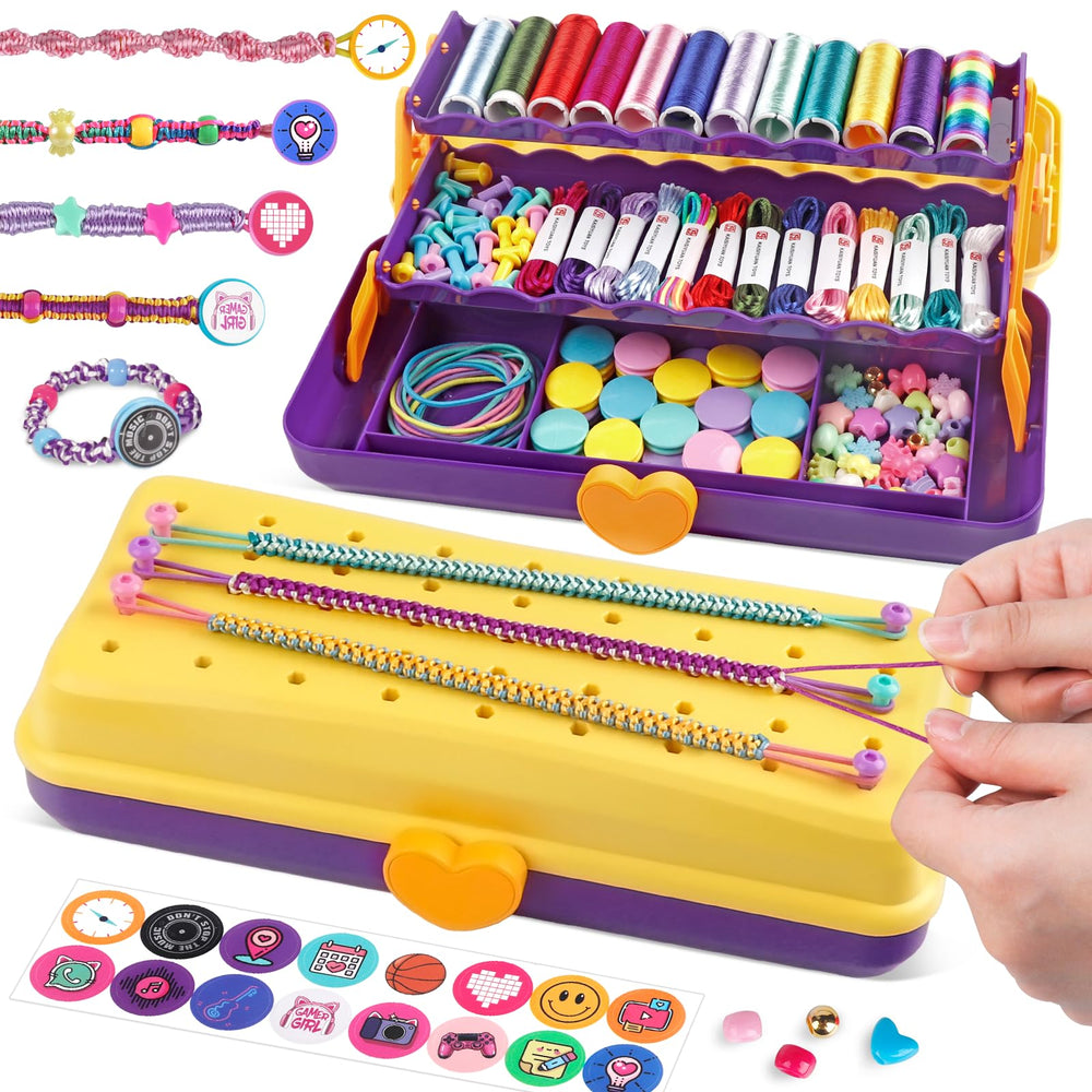 TingingYuli friendship bracelet kit box with storage shows organized, portable crafting for kids.