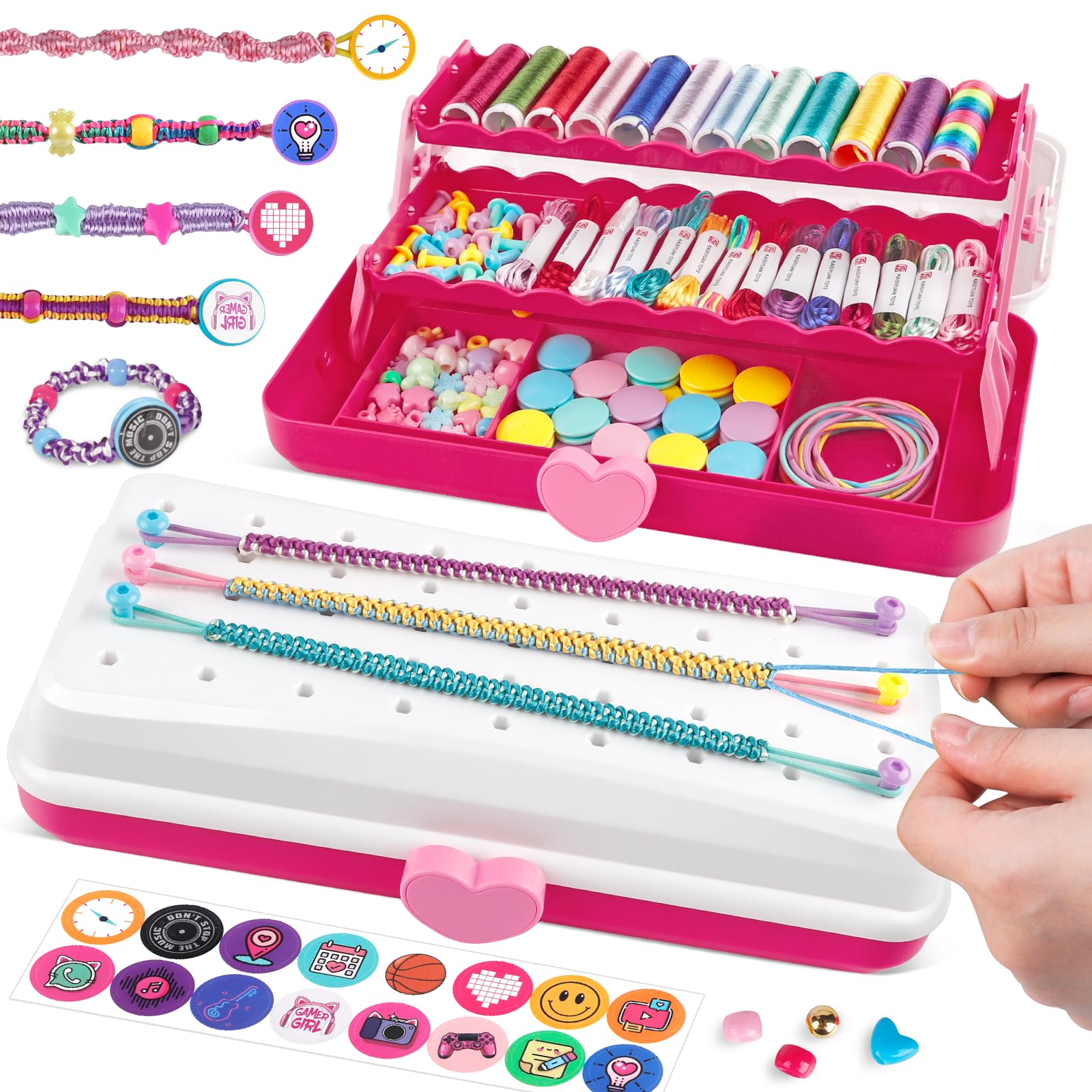 TingingYuli friendship bracelet maker with storage box keeps supplies organized for kids
