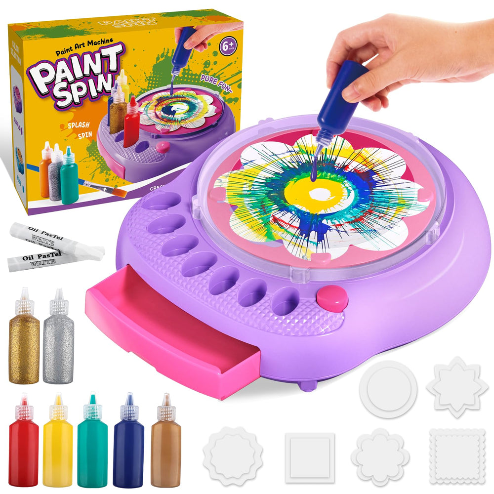 TingingYuli paint spin art machine kit for kids, ready to create vibrant swirl designs.