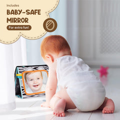 TINITIGIES soft fabric book offers gentle, safe infant play.