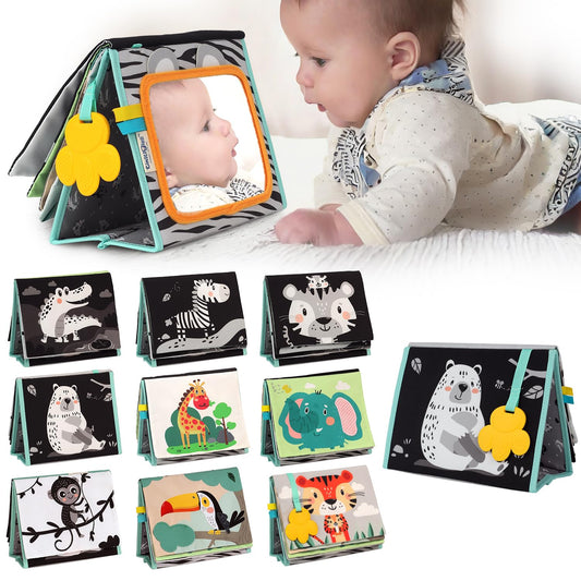 TINITIGIES tummy time mirror cover with high-contrast visuals for early tracking.