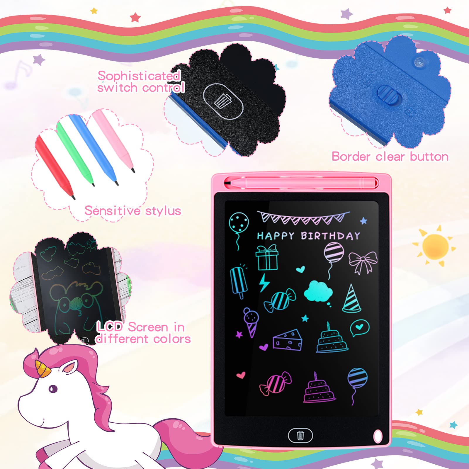 Tinlade 12-pack LCD writing tablets green doodle board for kids, portable drawing