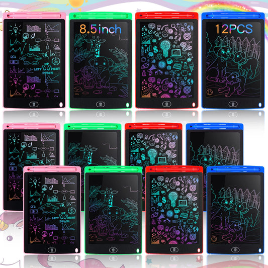 Tinlade 12-pack LCD writing tablets pink doodle board for kids, mess-free creativity