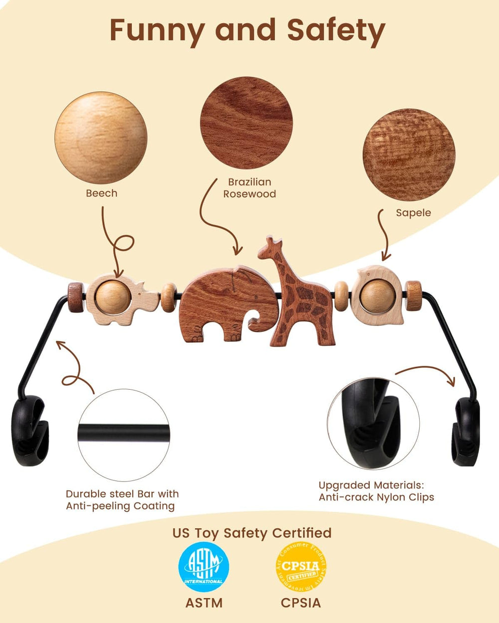 TinlyFinly bouncer bar polished edges ensure gentle touch and safety