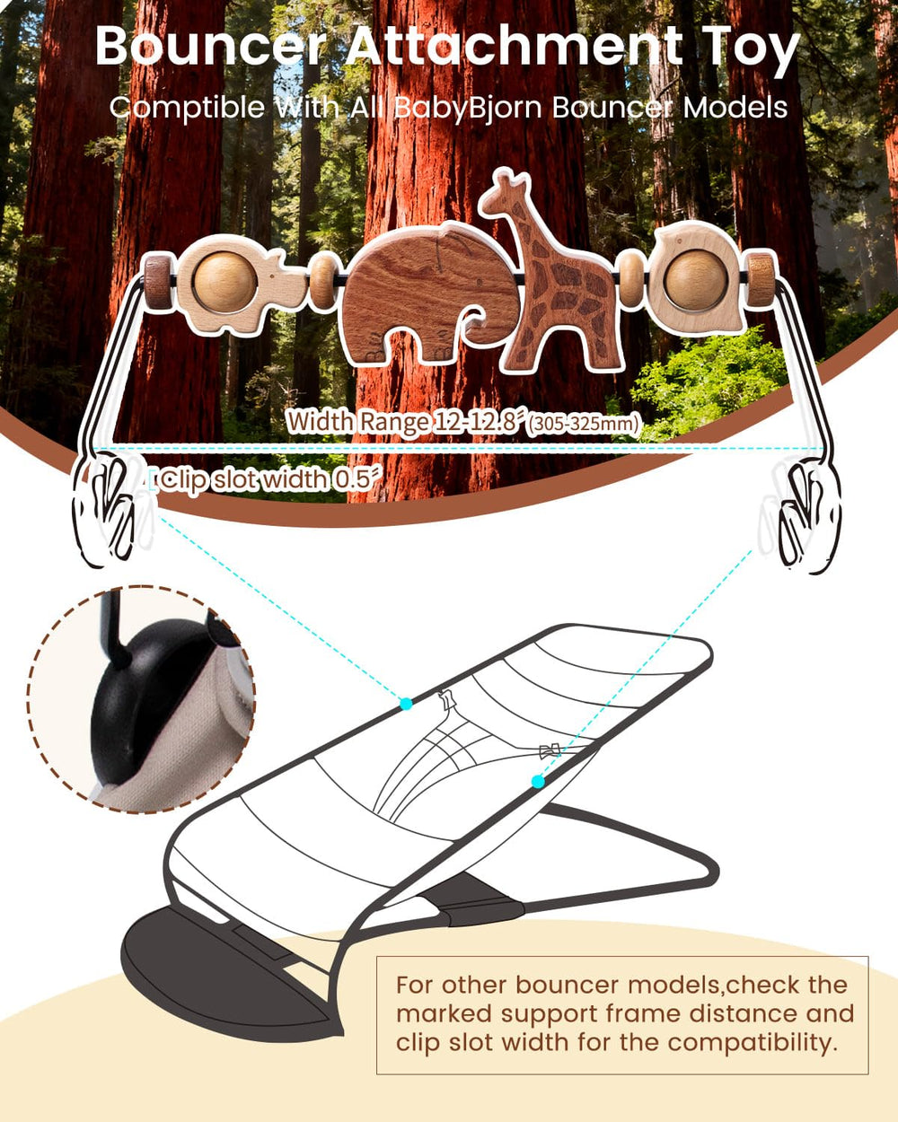 TinlyFinly bouncer bar secure-fit design supports stable playtime