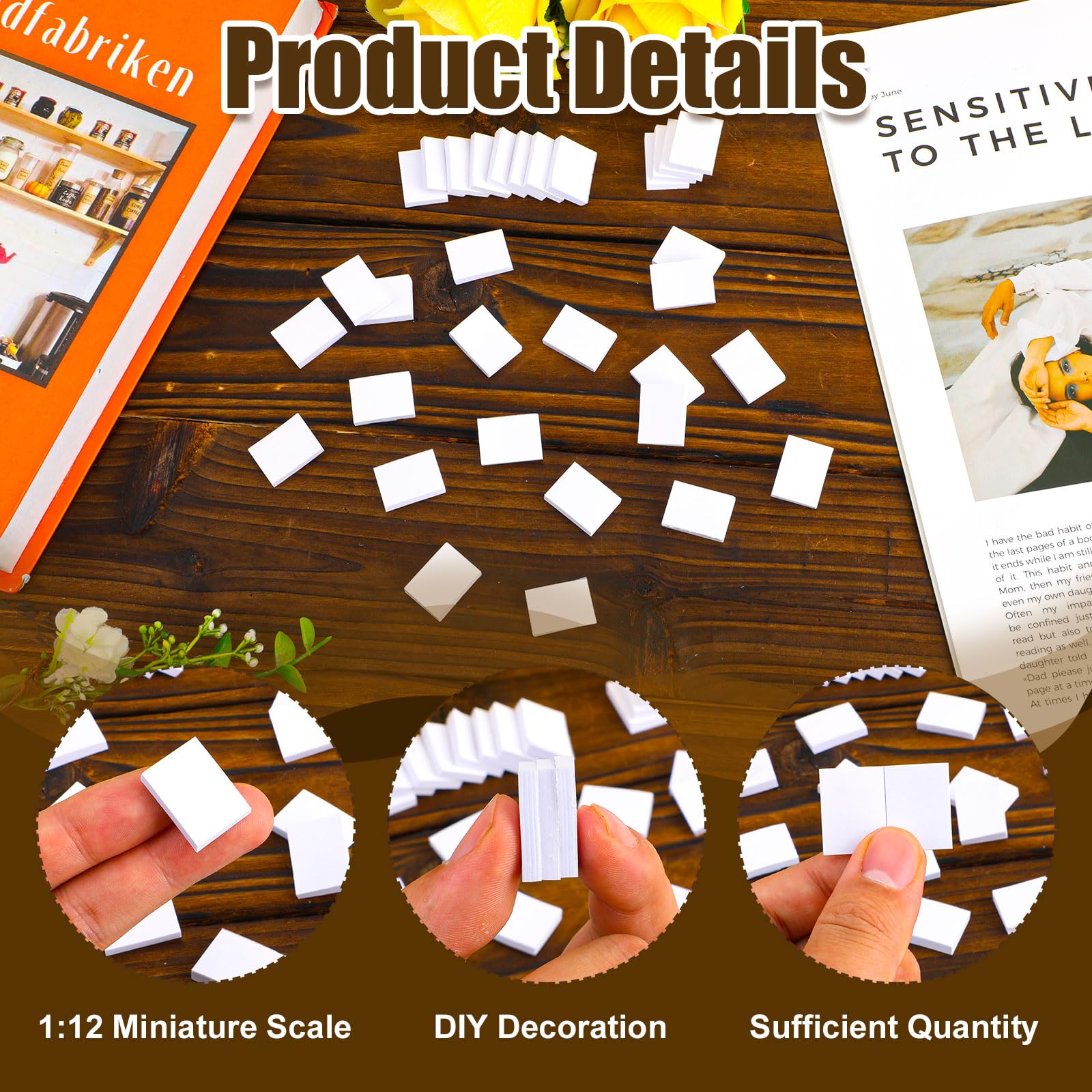 Tinoaly 1:12-scale miniature book for realistic dollhouse scenes.