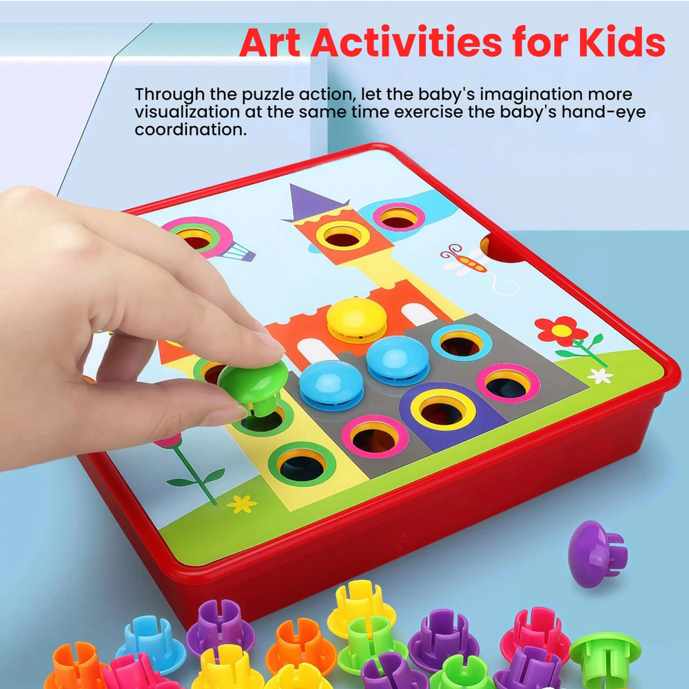 TINOTEEN Button Art Toy child decorating 18 pattern cards with vibrant colors