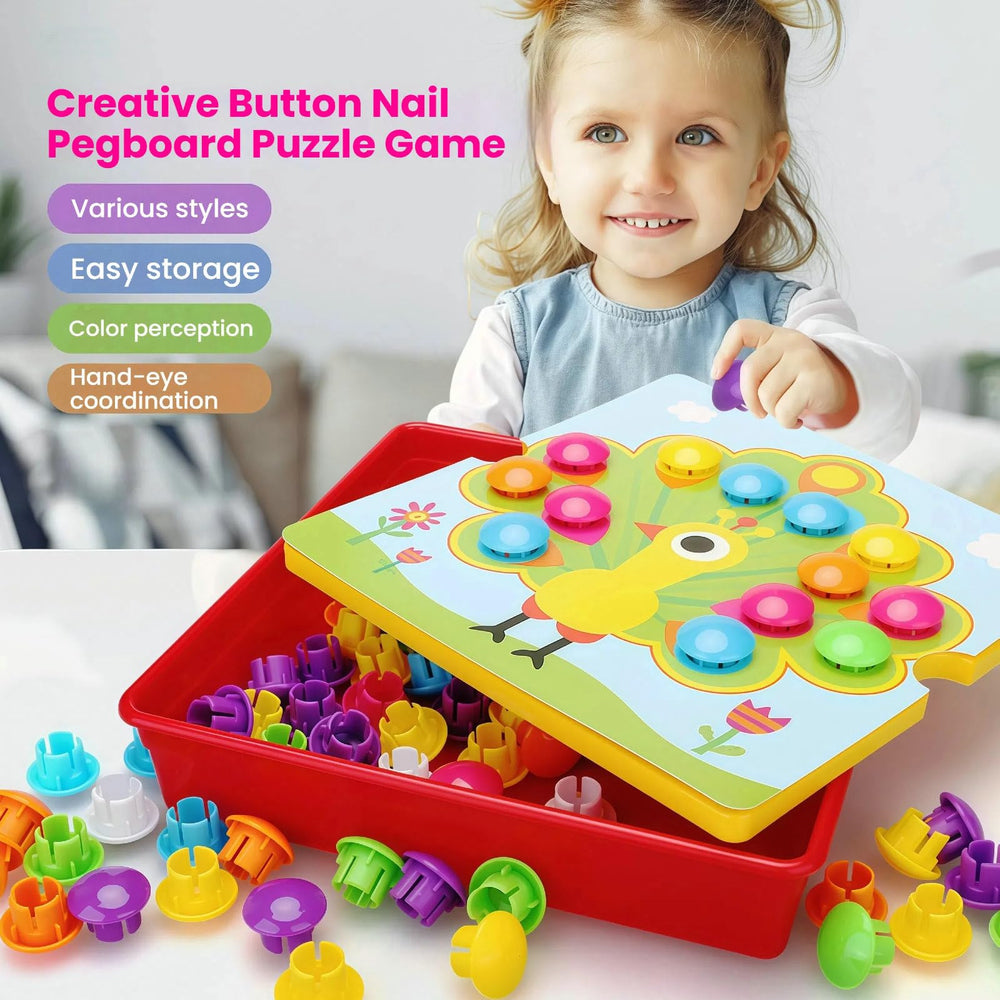 TINOTEEN Button Art Toy close-up of colorful buttons for color matching fun