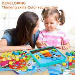 TINOTEEN Button Art Toy toddler learning colors and shapes through pegboard play