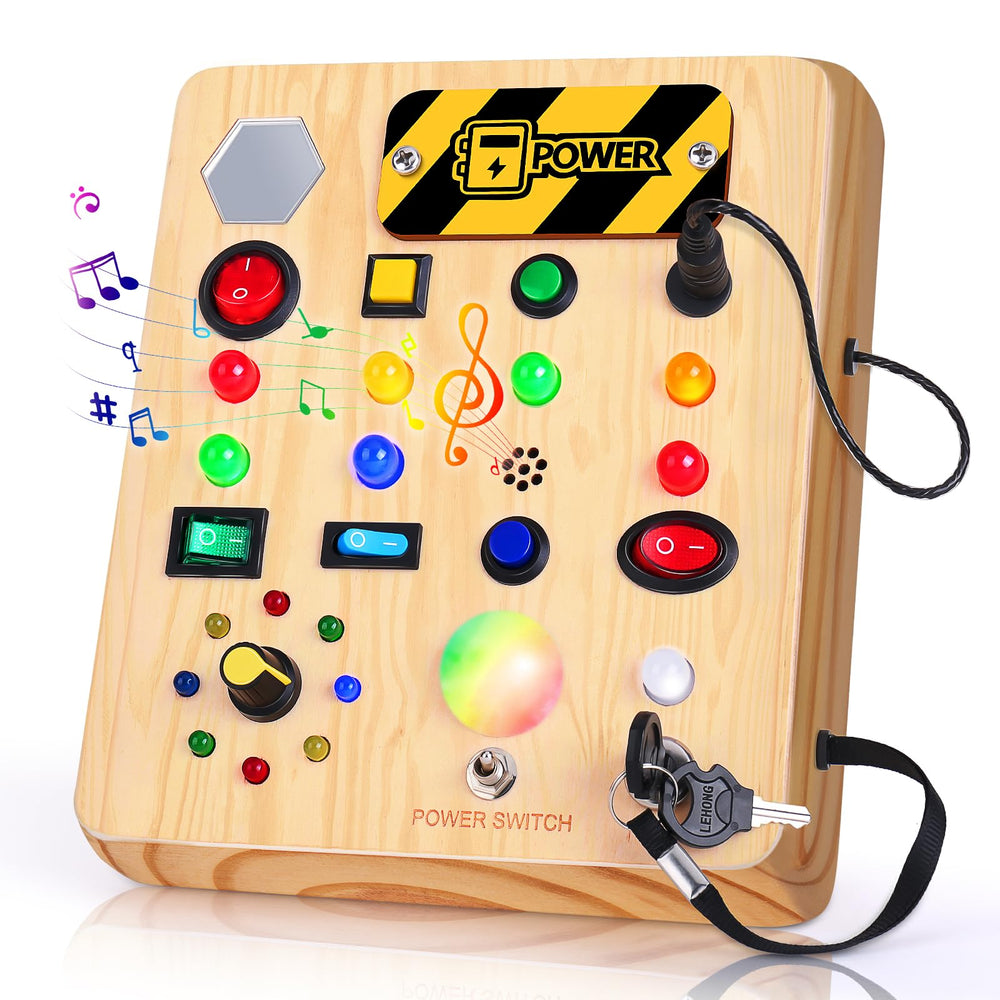 TINTECUSA Busy Board LED light showcasing colorful switches for interactive play
