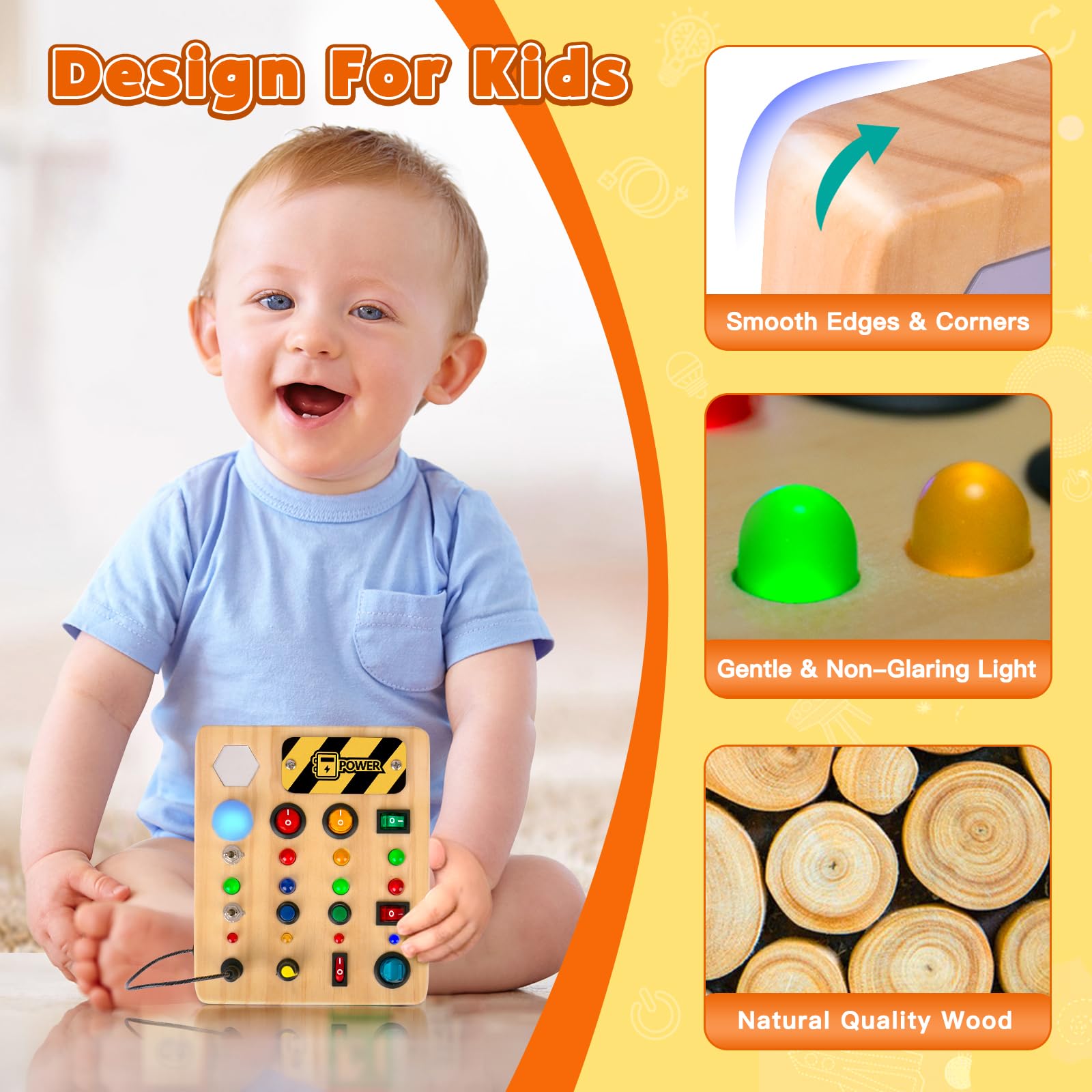 TINTECUSA Busy Board includes plugs and a mirror to foster self-play and exploration.