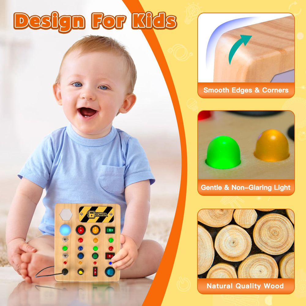 TINTECUSA Busy Board includes plugs and a mirror to foster self-play and exploration.