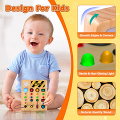 TINTECUSA Busy Board includes plugs and a mirror to foster self-play and exploration.