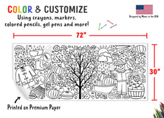 Tiny Expressions fall coloring poster on wall adds seasonal decor and activity.
