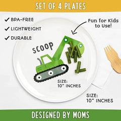 Tiny Expressions excavator plate featuring a friendly design for imaginative dining