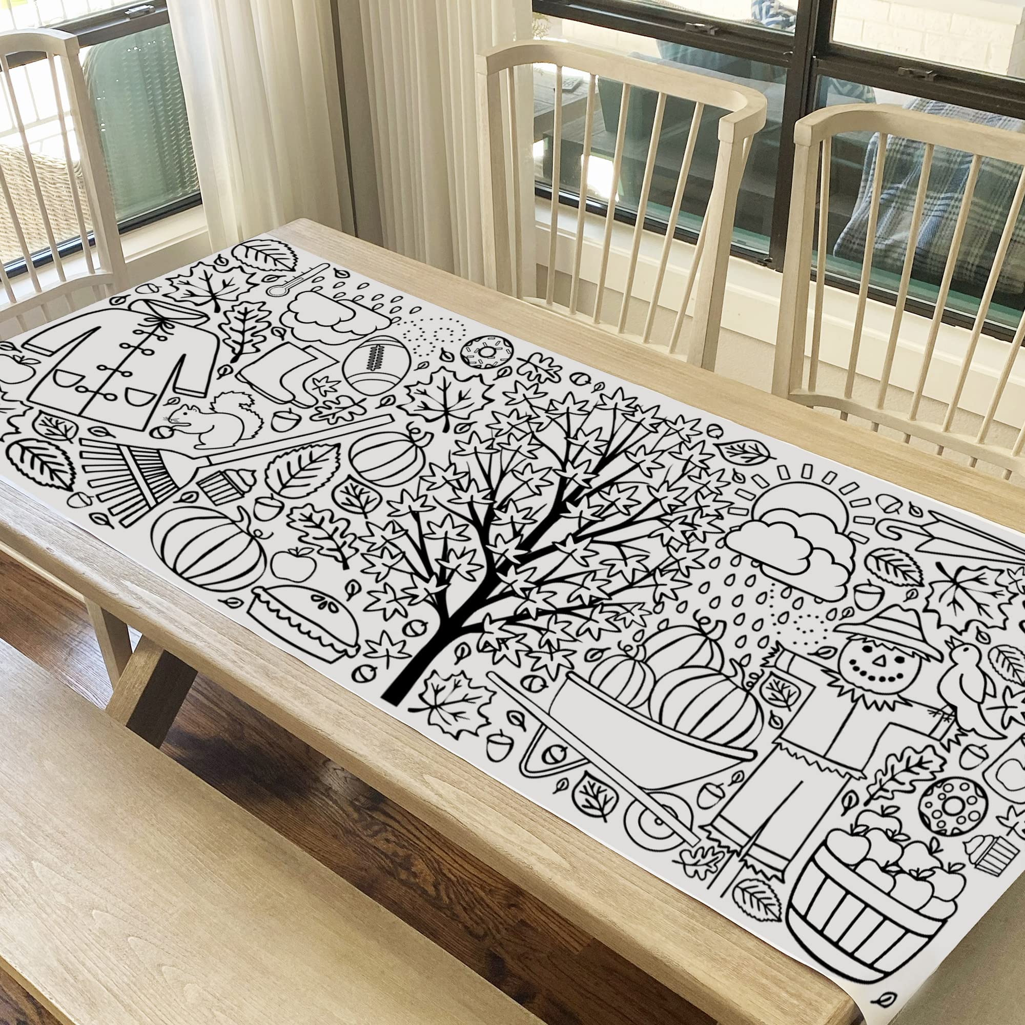 Tiny Expressions giant coloring poster on table provides a large mess-friendly coloring area.