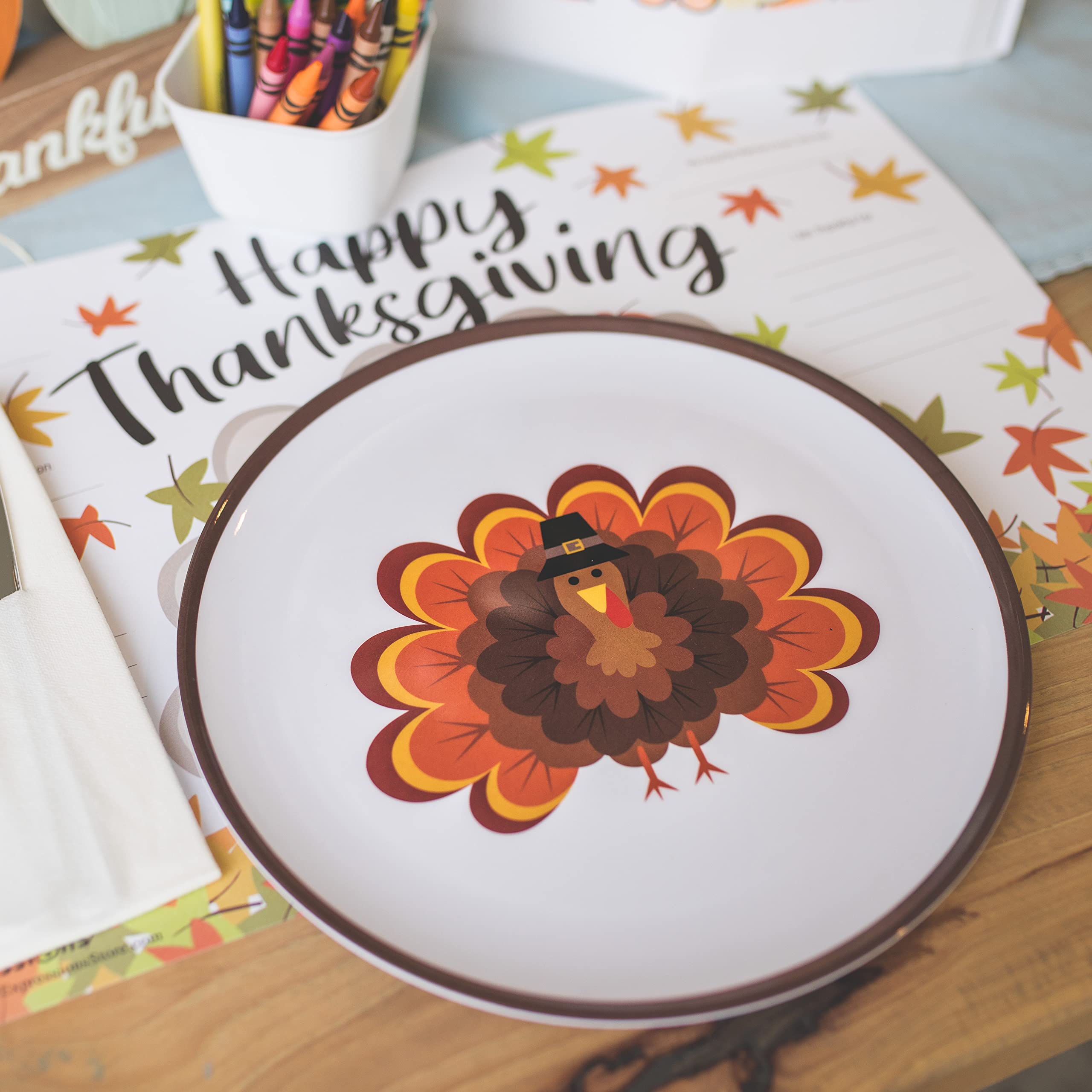 Tiny Expressions 10-inch plates with turkey design for kids meals