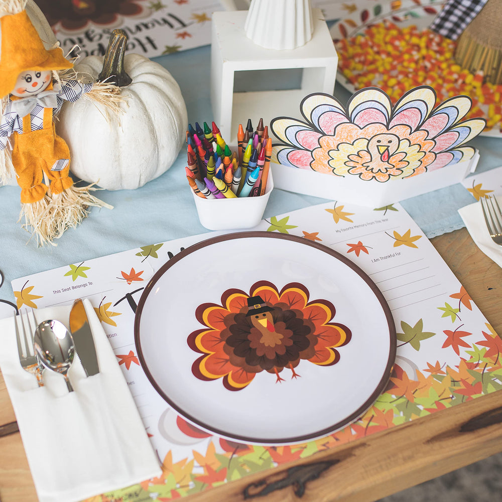 Tiny Expressions top rack safe plates with turkey design for easy cleanup