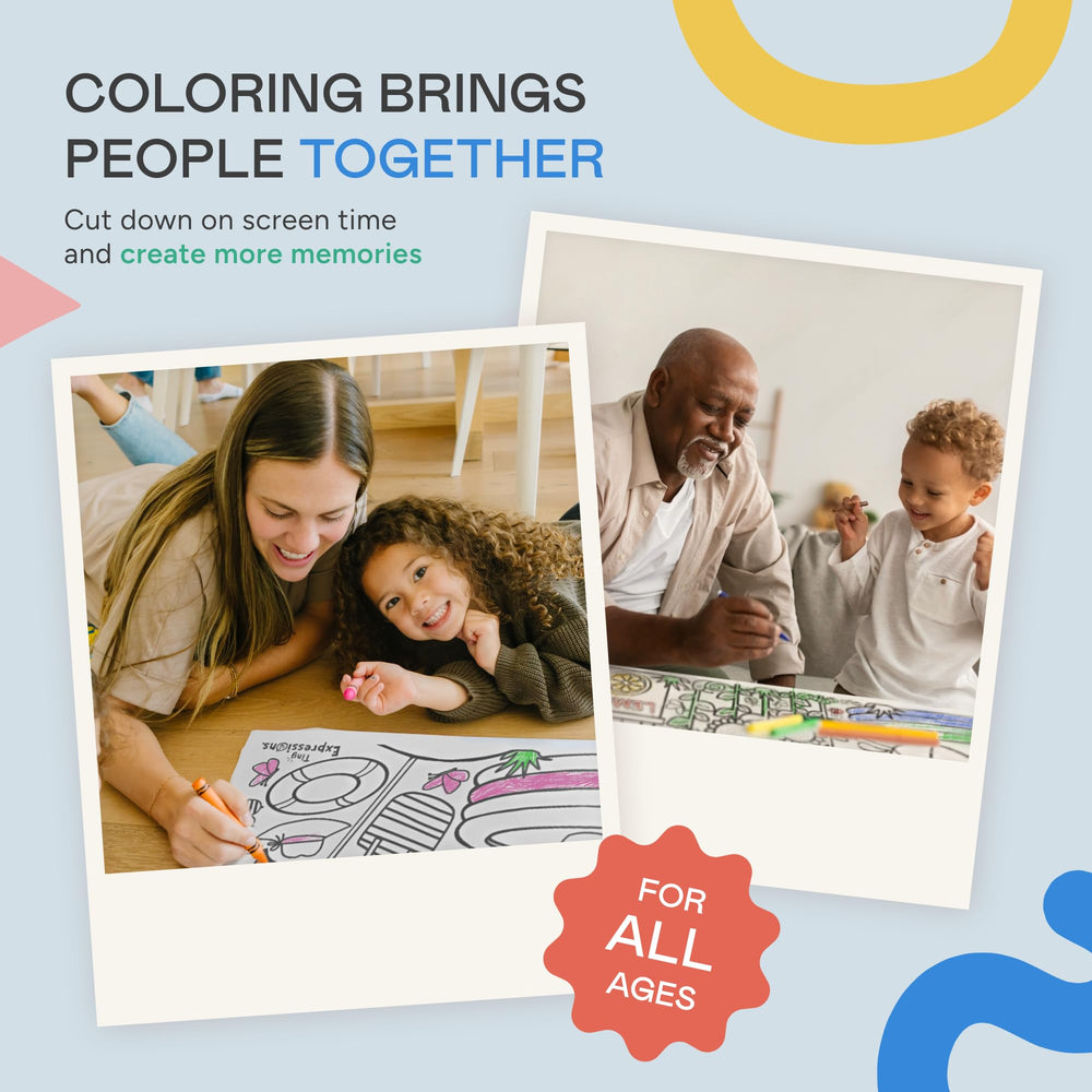 Tiny Expressions thick, durable paper supports heavy coloring with crayons.