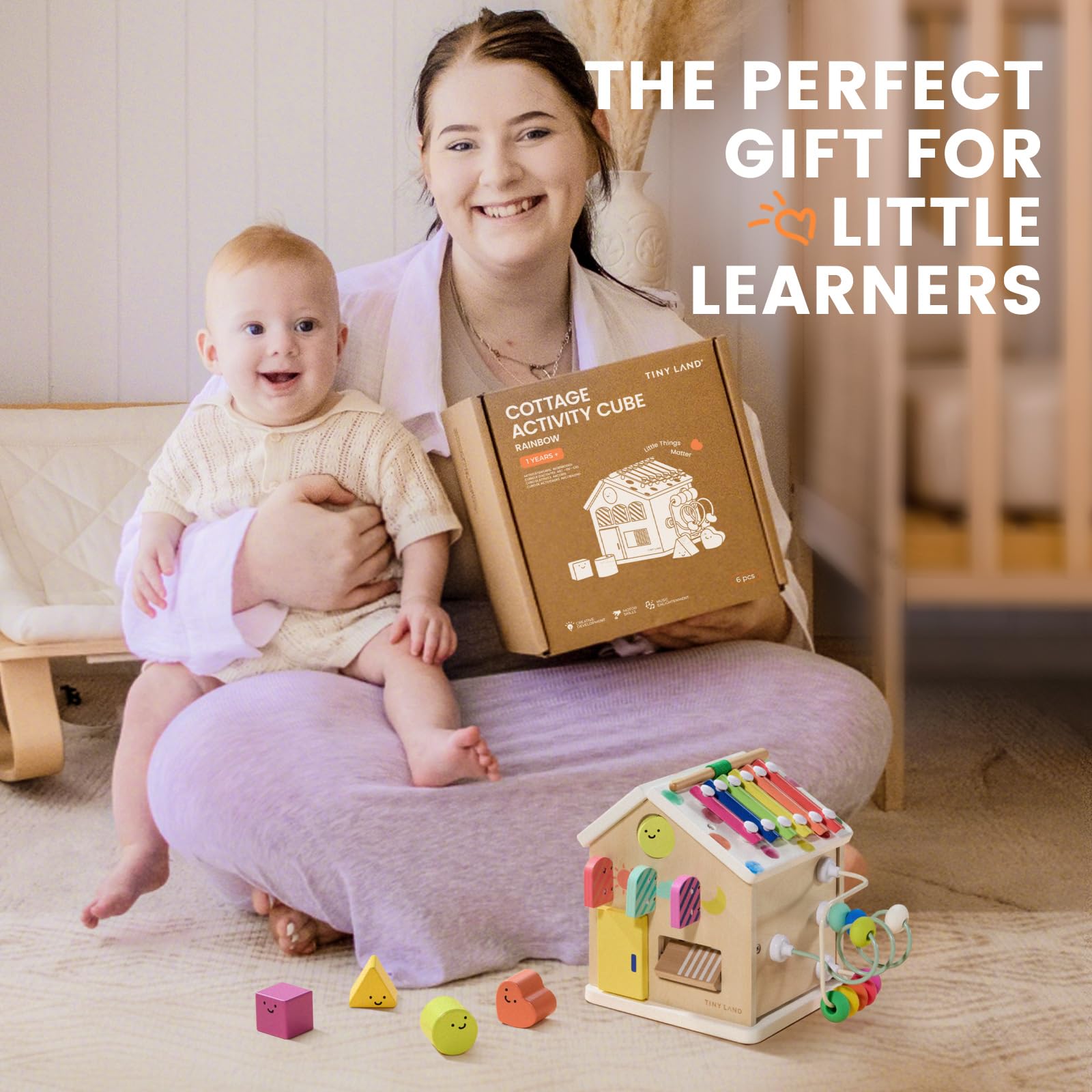 Tiny Land rainbow-design 9-in-1 cube adds vibrant color to play.