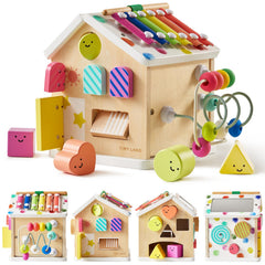 Tiny Land 9-in-1 cube with xylophone for musical play and motor skills.