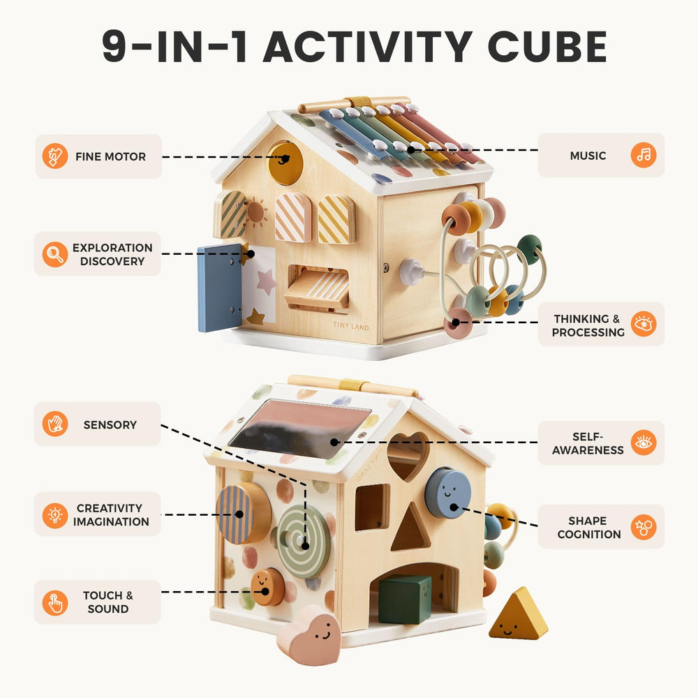 Tiny Land 9-in-1 shape sorter: supports color and shape recognition.