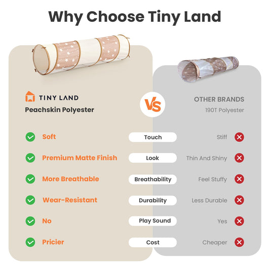 Tiny Land baby tunnel crawl space emphasizes easy entry and playful exploration for toddlers