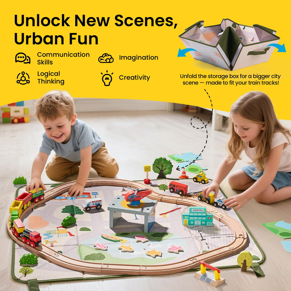 Tiny Land city play mat unfolds to boost imaginative storytelling