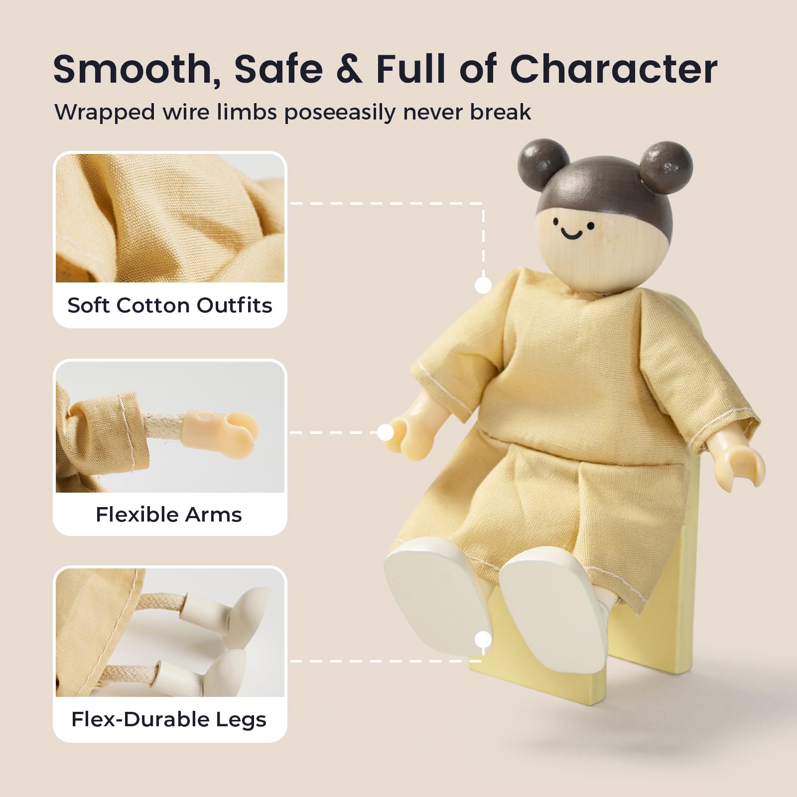 Tiny Land doll family son poseable figure enhances imaginative play.