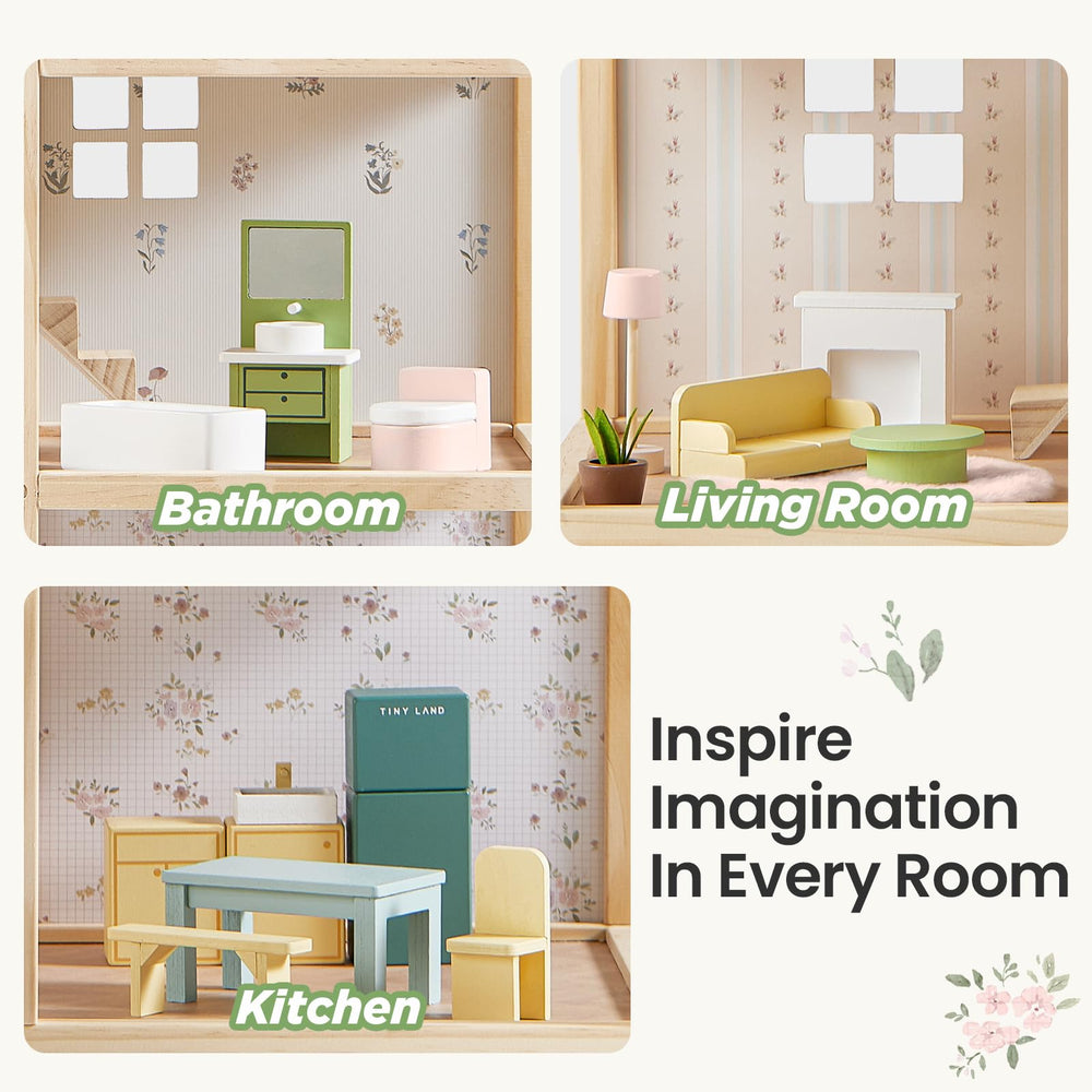 Tiny Land 31-piece furniture set supports organized interior decorating.