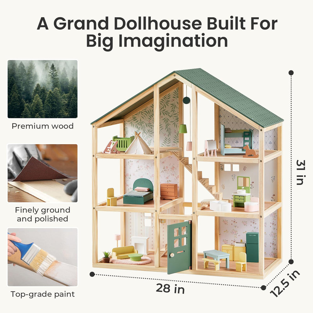 Tiny Land wooden build ensures durable, safe toy for daily use.