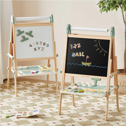Tiny Land double-sided easel with two magnetic surfaces for creative play and learning