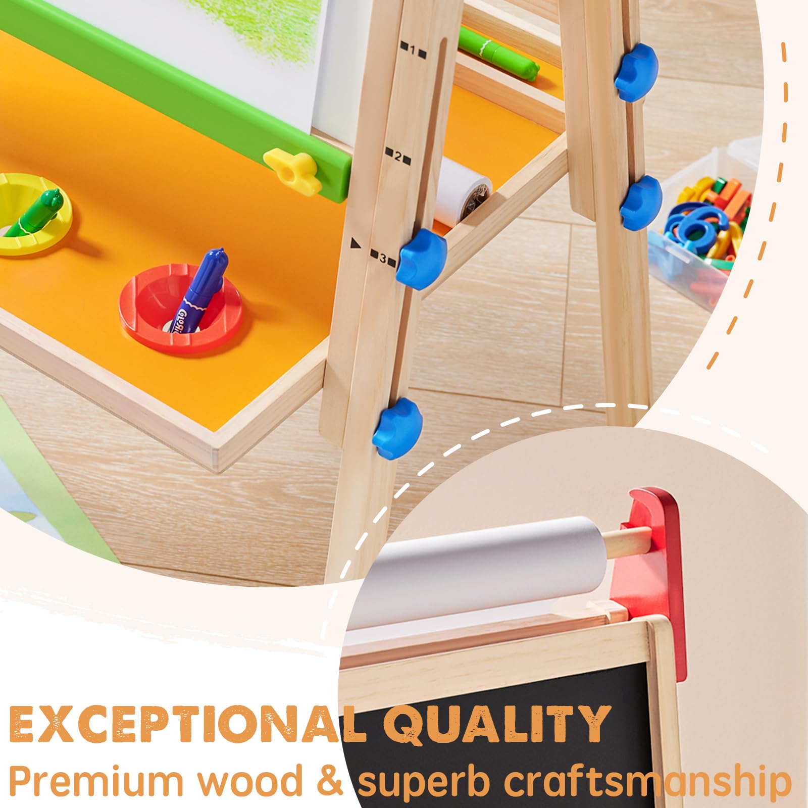 Tiny Land easel locking paper roll holder keeps art sessions organized