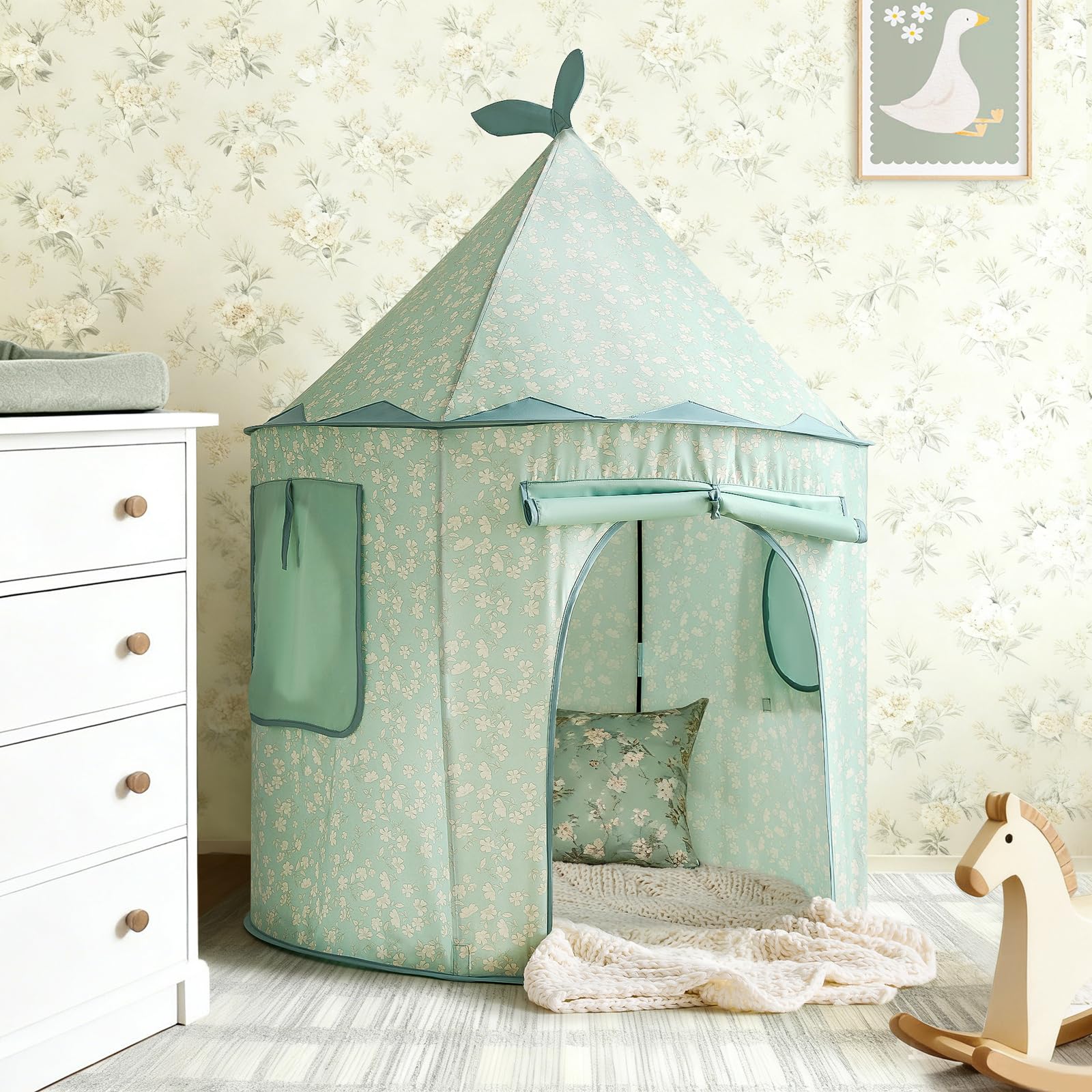 Tiny Land Play Tent soft fabric; lightweight and easy to wipe clean.