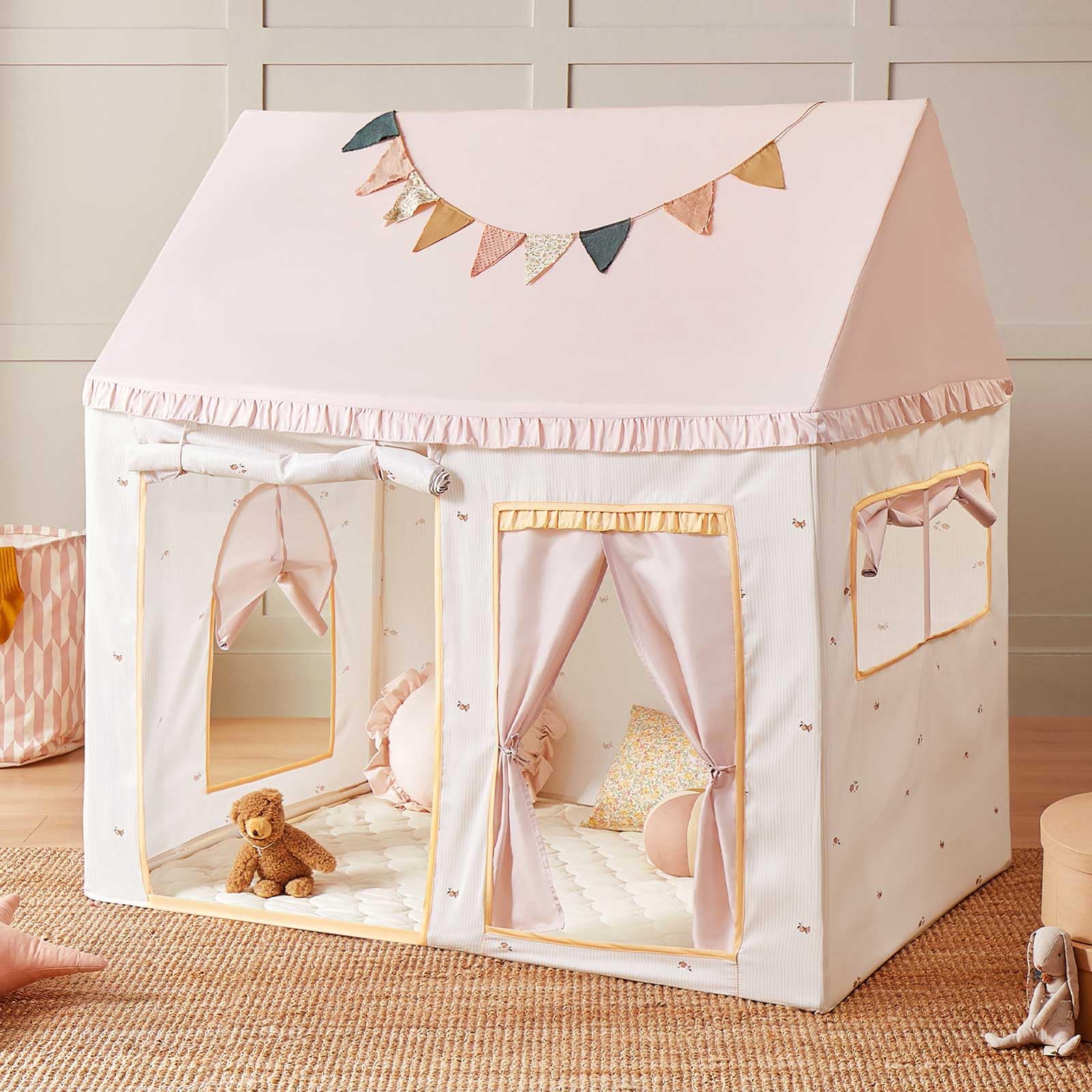 Tiny Land Kids Tent pink dream design creates a cozy play space.