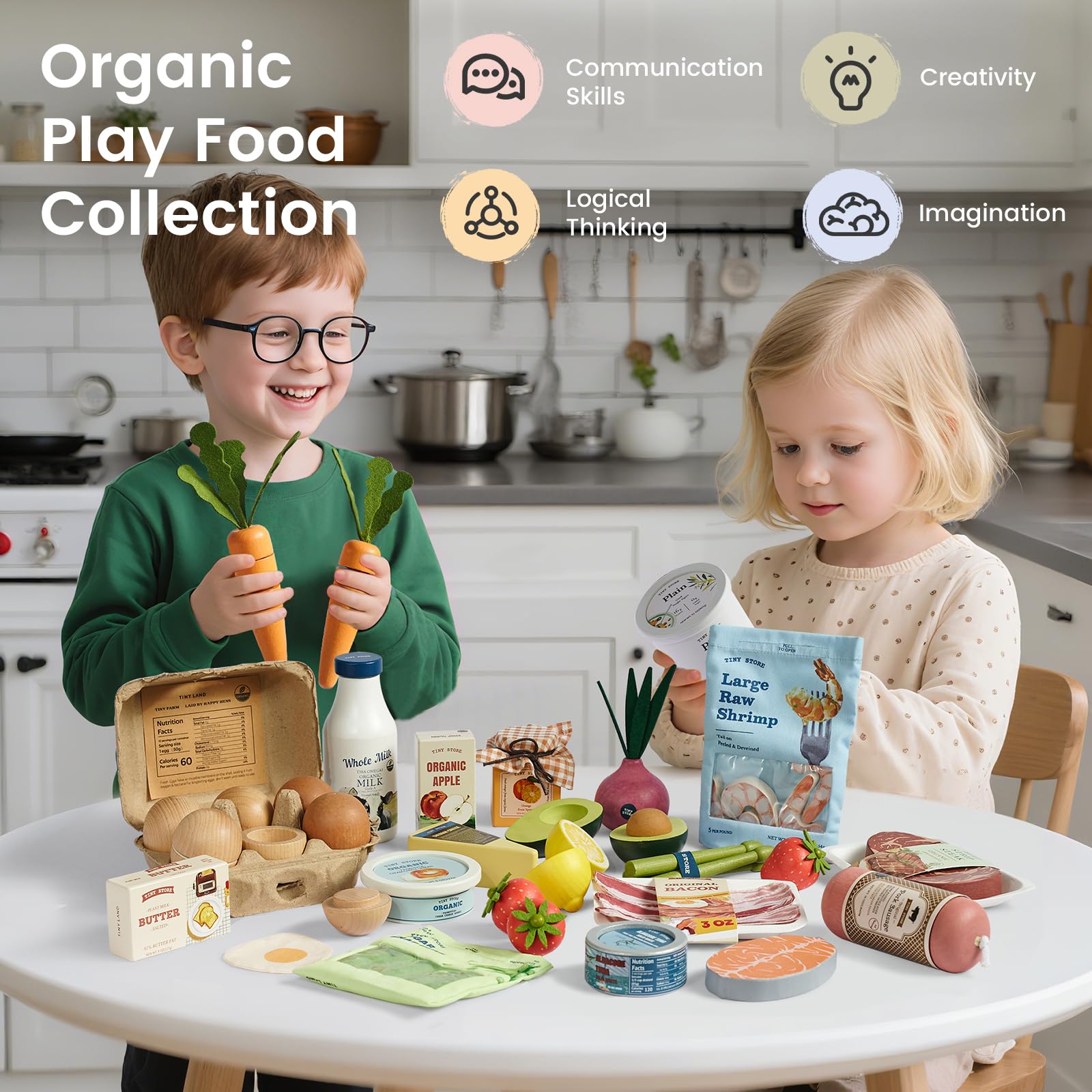 Tiny Land wooden lemon for imaginative cooking and color recognition.