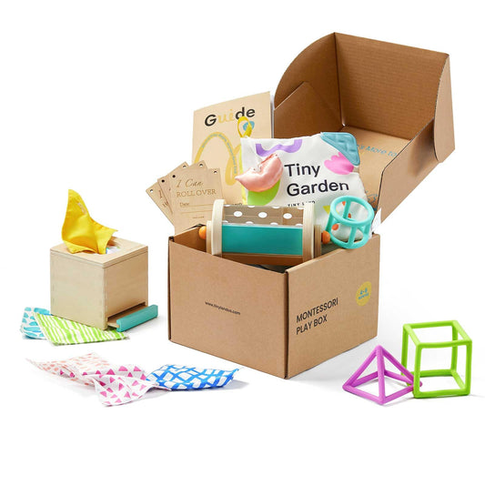 Tiny Land Montessori set overview encourages exploration through 4-in-1 play.