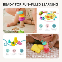 Tiny Land Montessori toy set Animals Board Book to spark language and storytelling