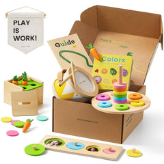 Tiny Land Montessori Toy Set baby drum used for rhythm play and motor development.