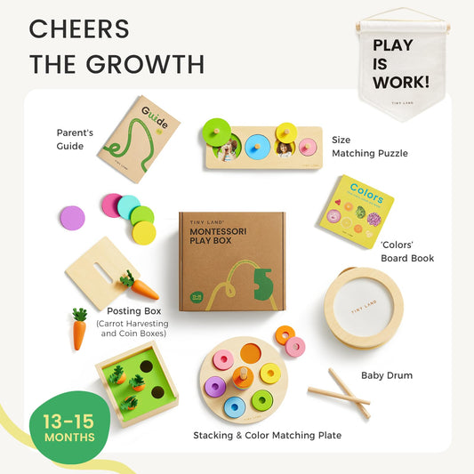 Tiny Land Montessori Toy Set carrot harvesting activity prompts precise grasping.