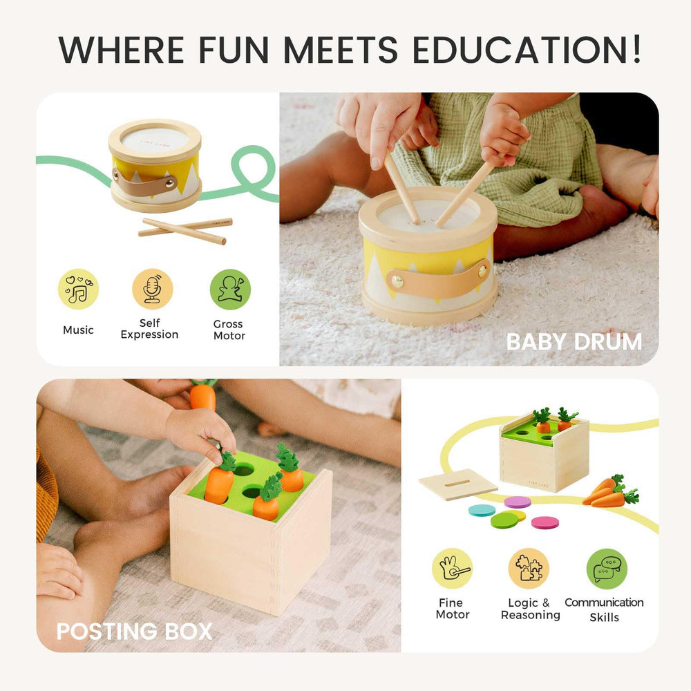 Tiny Land Montessori Toy Set stacking plate aiding sequencing and dexterity.