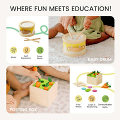 Tiny Land Montessori Toy Set stacking plate aiding sequencing and dexterity.