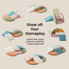 Tiny Land Morandi colorway creates a calm play area for toddlers